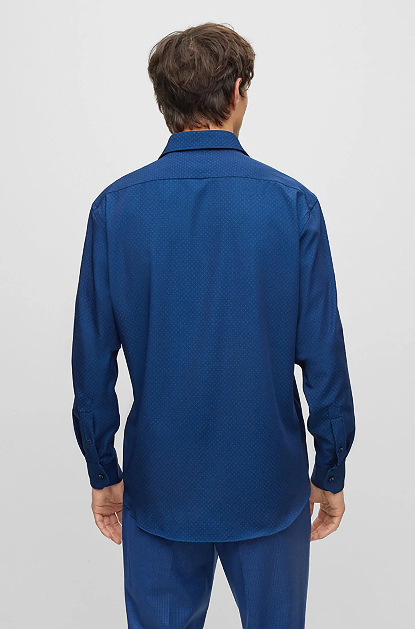 Camisa Regular Fit De Tejido Elástico Hombre