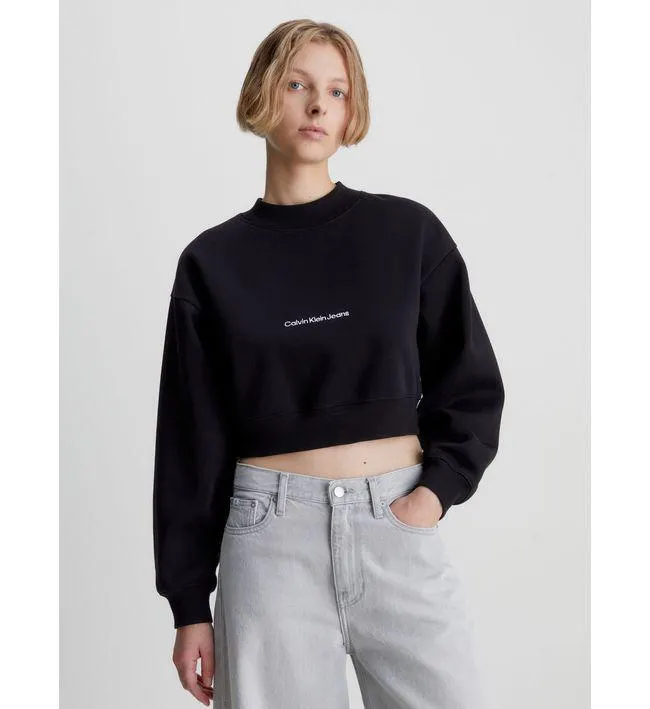 Buzo Cropped Mujer Negro Calvin Klein