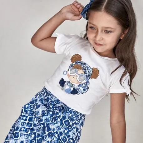 CAMISETA BLANCA CON APLIQUE NIÑA MINI MAYORAL REF 3016