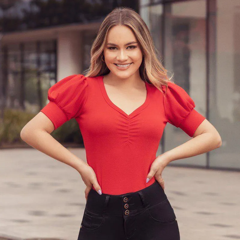 Blusa licrada control abdomen roja