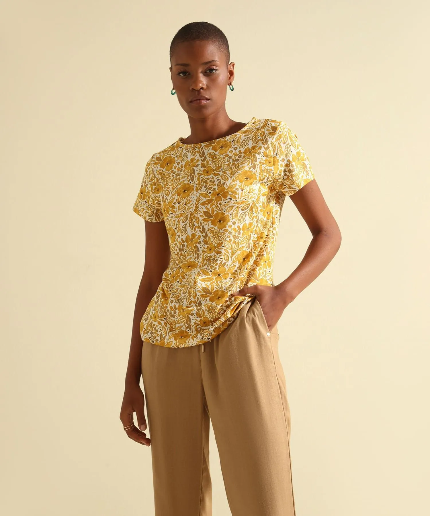 Camiseta Manga Corta Cuello Redondo Estampada