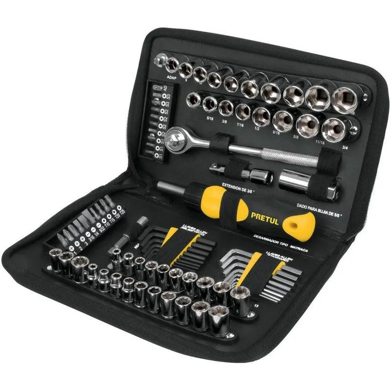 Juego De Herramientas De 83 Piezas Y Copas Para Carro Y Moto Pretul