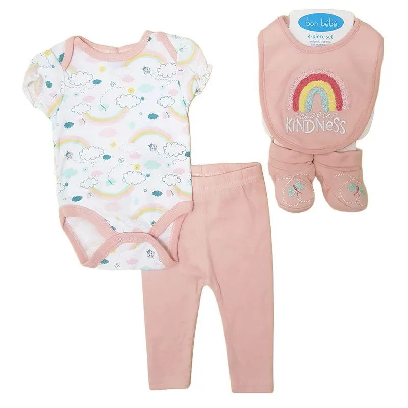 Set Body Pantalón 4 Piezas Bebé Niña Talla 0-3M