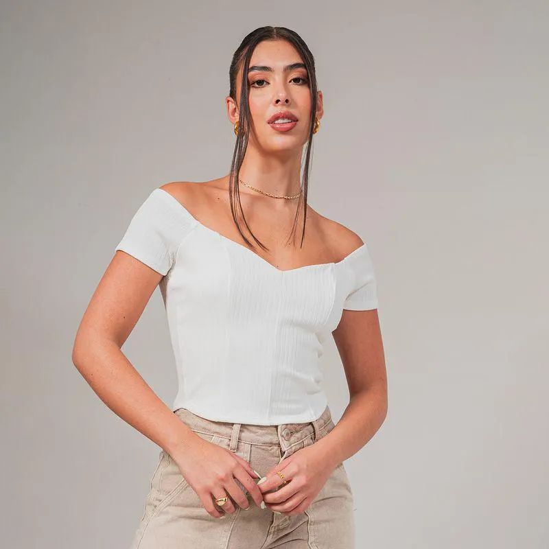 Blusa Ajustada Corta Manga Corta Kilos