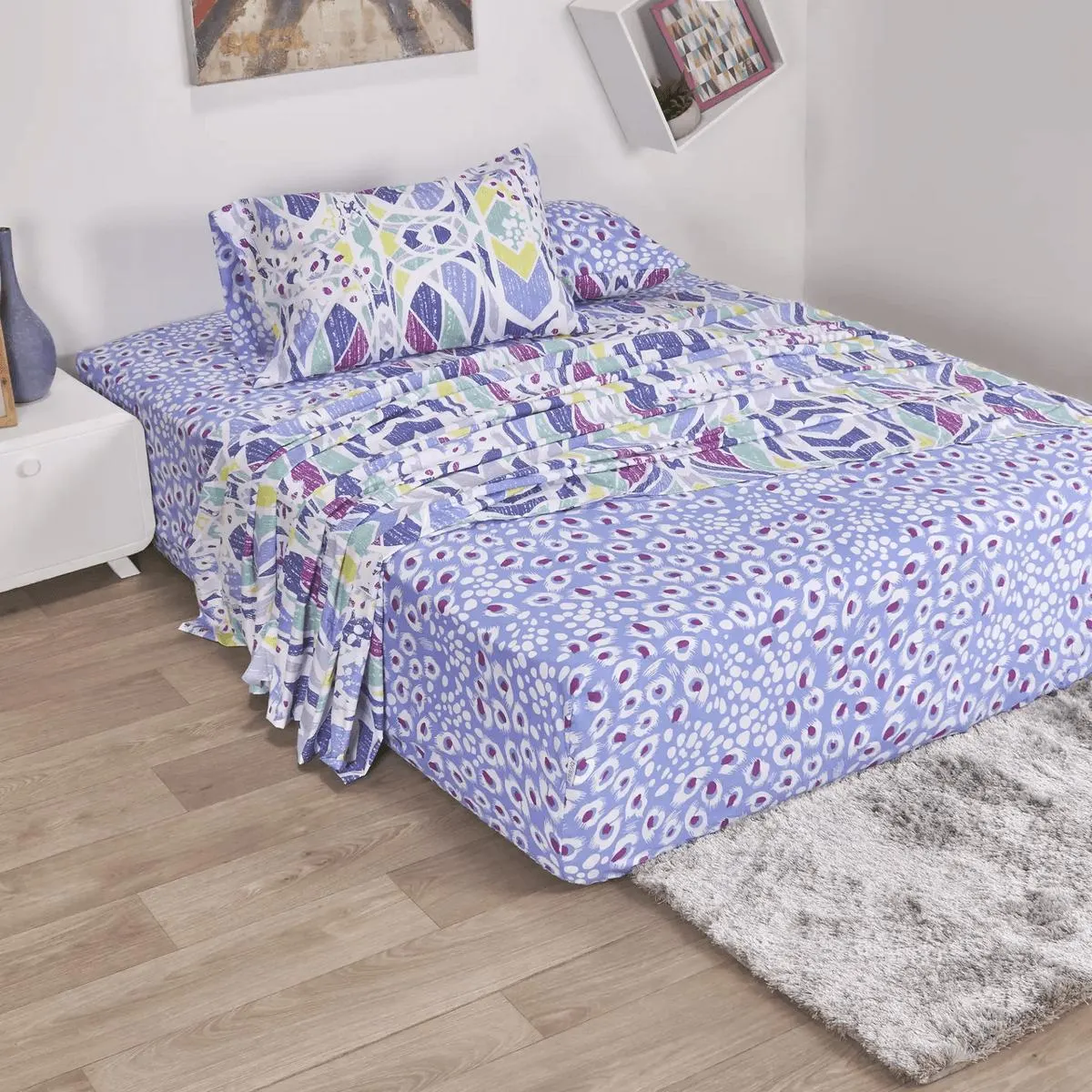 Juego de sábanas en tela 144 hilos estampado creativa