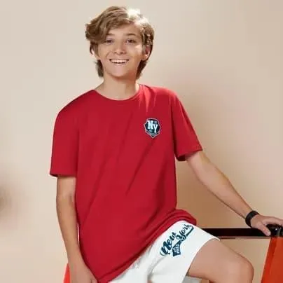 Muba Camiseta manga corta con estampado en frente y posterior rojo niño 8