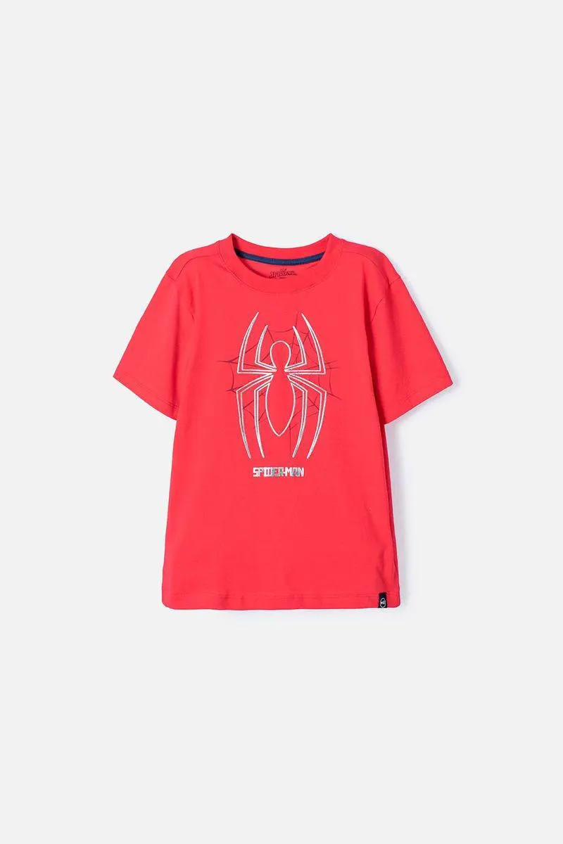 Camiseta de Spiderman manga corta roja para niño