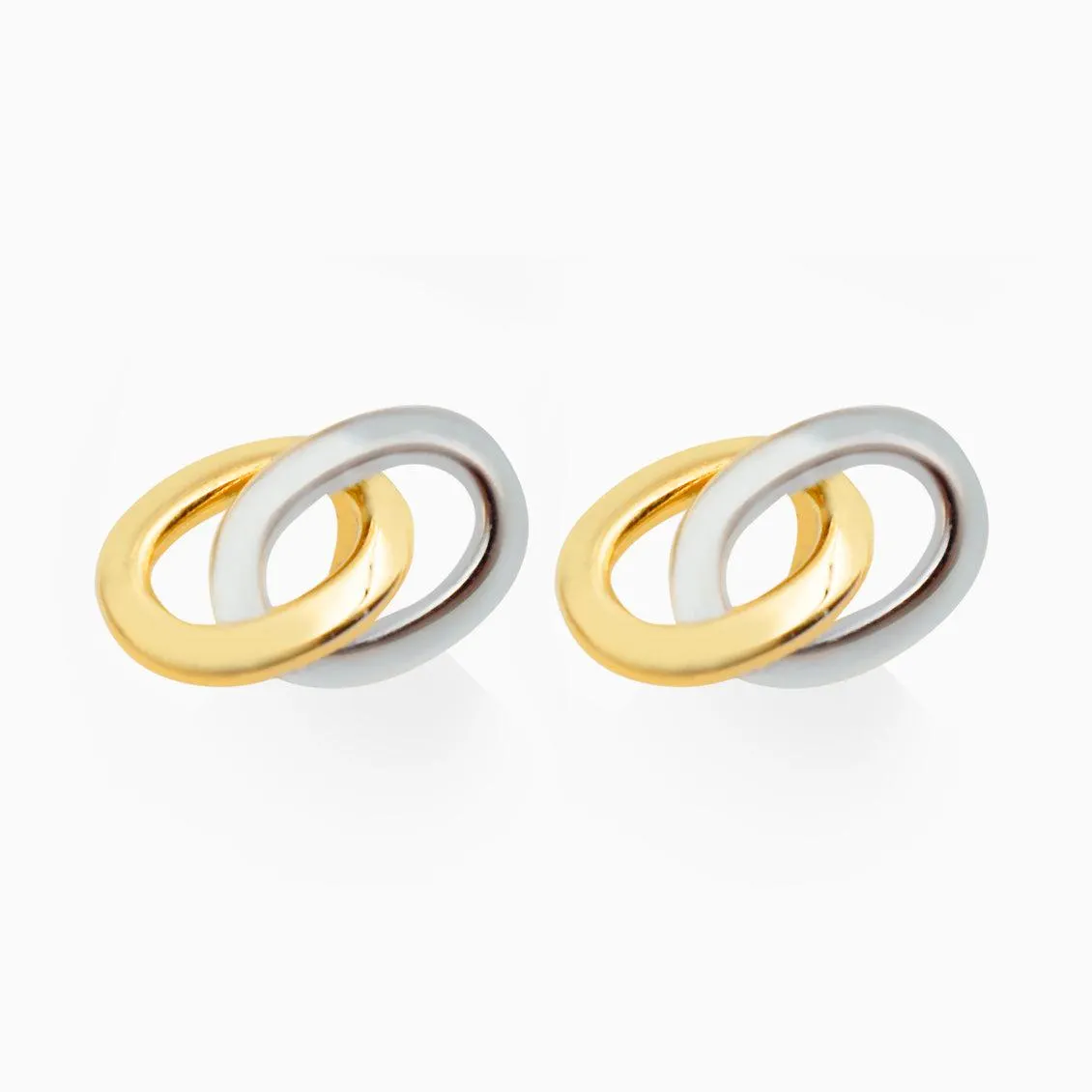 Aretes en 2 oros de 18K con eslabones ovales