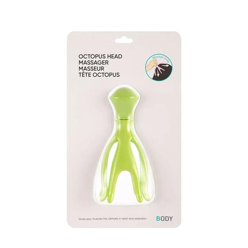 Masajeador De Cabeza, En Forma De Pulpo, 6.5*14Cm, Mediano, Verde