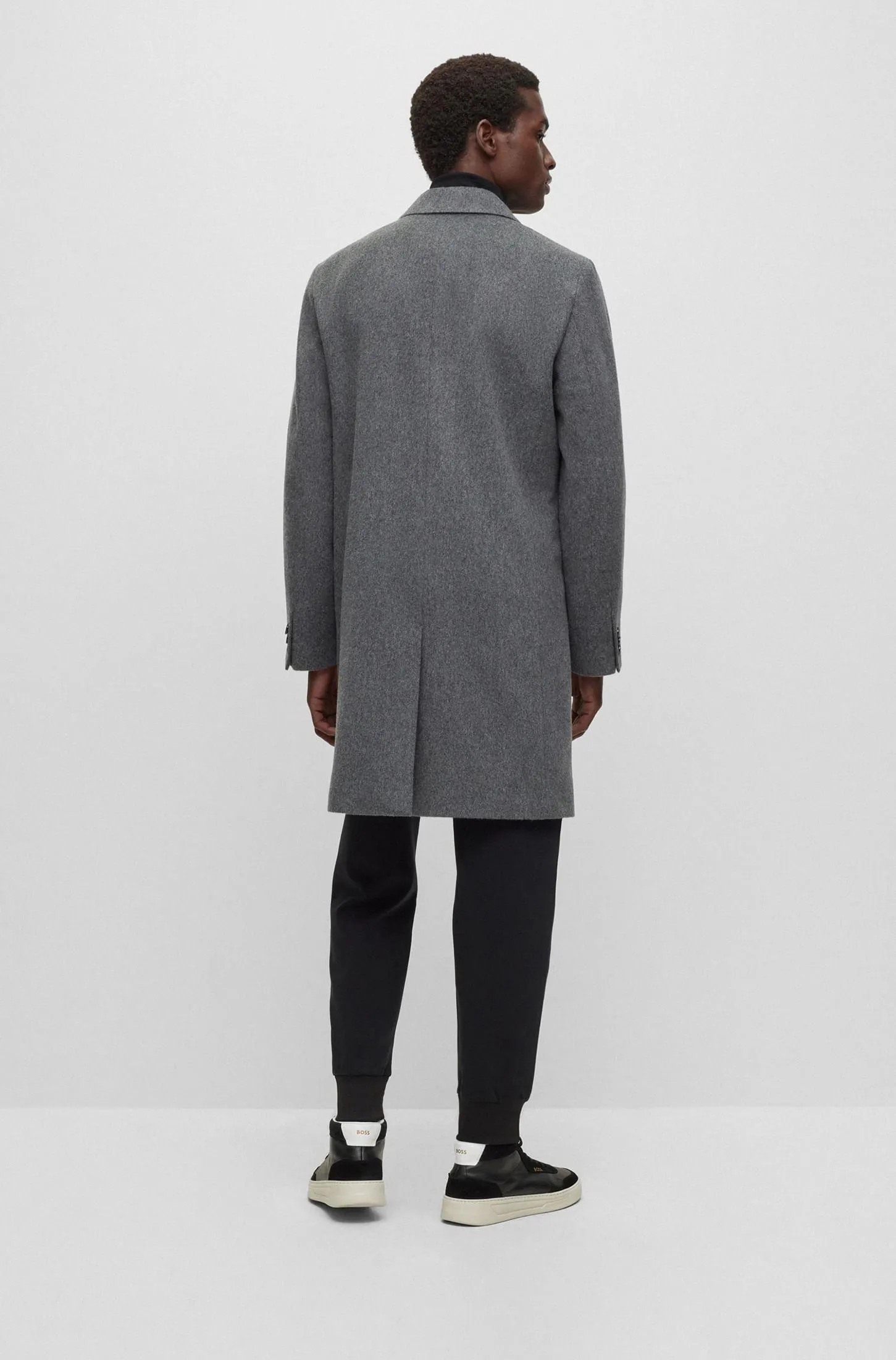 Abrigo De Mezcla De Lana Con Forro Integral Hombre