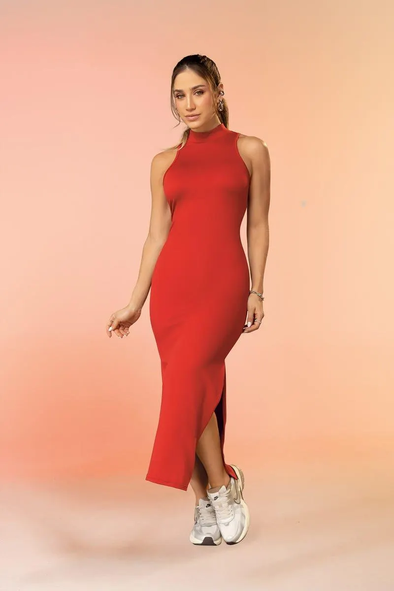 VESTIDO TRES CUARTOS Rojo