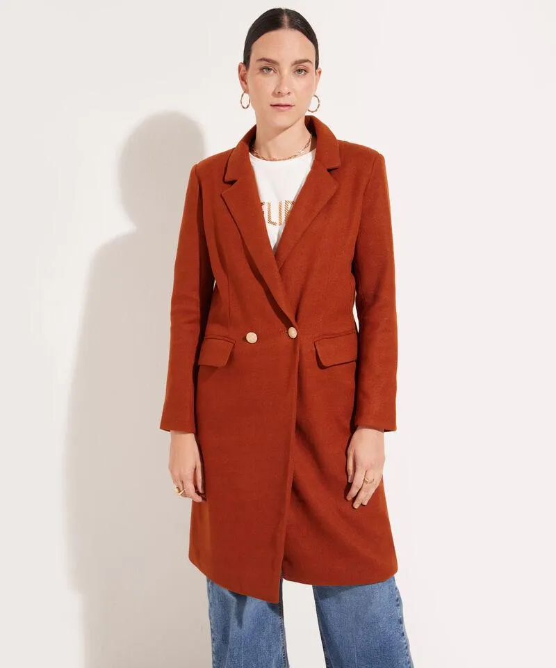 Chaqueta Tipo Abrigo Con Cruze Y Bolsillos