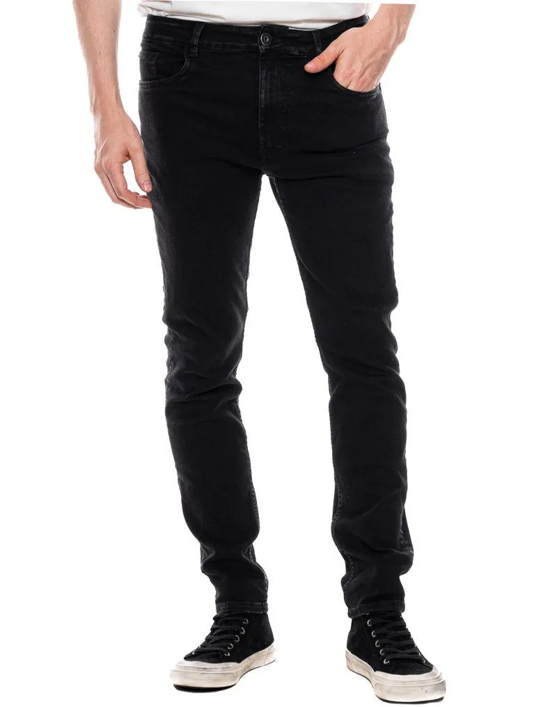 Black Slim Fit Jeans Con Desgastes