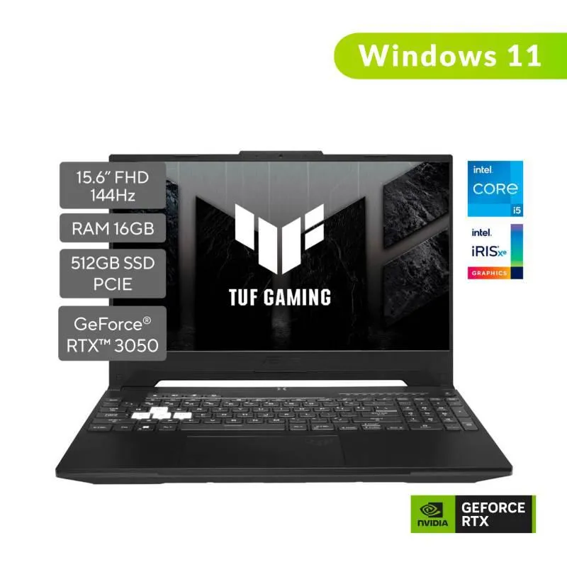 Gamer Asus Intel Core i5 16GB 512GB Nvidia Geforce Rtx 3050 Windows 11 Home 15.6 pulgadas TUF Dash F15 - FX517ZC