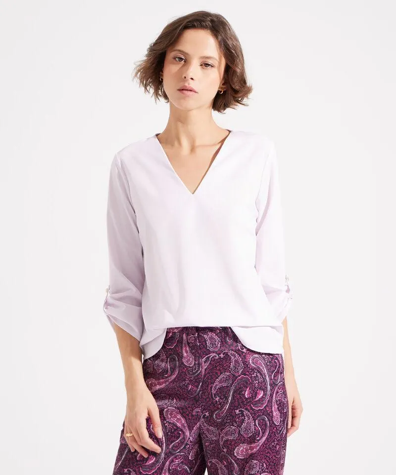 Blusa Manga ¾ con Escote en V
