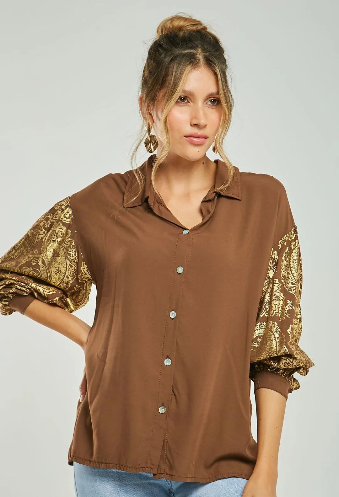 Camisa Mangas Doradas Mujer - SALE