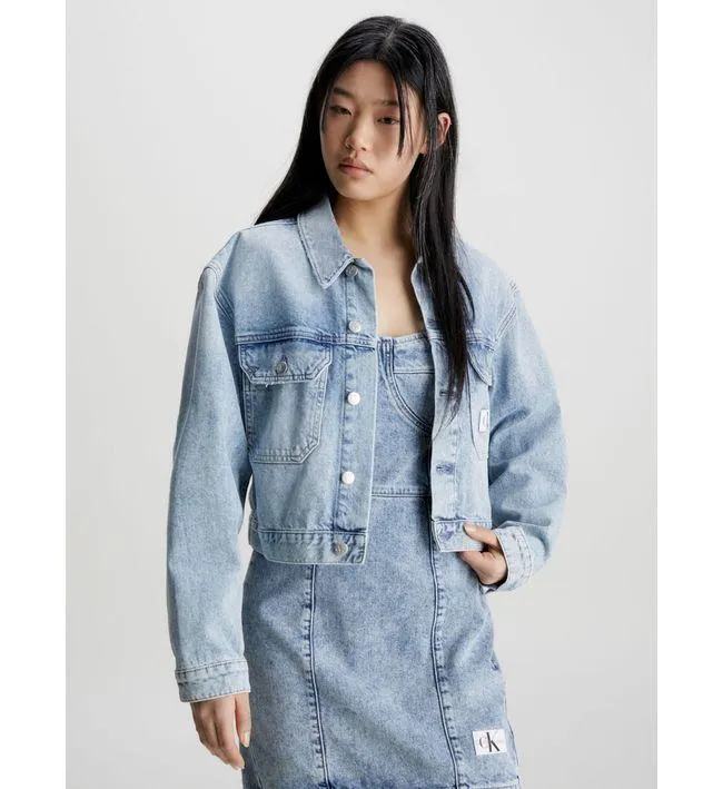 Chaqueta Azul Cropped De Denim Reciclado