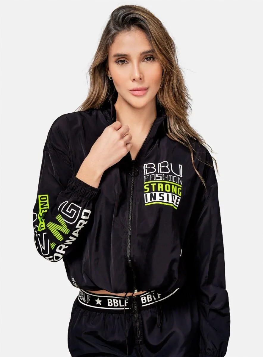 CHAQUETA DEPORTIVA MUJER ESTAMPADA EN TELA SEMI-IMPERMEABLE TALLA S - M