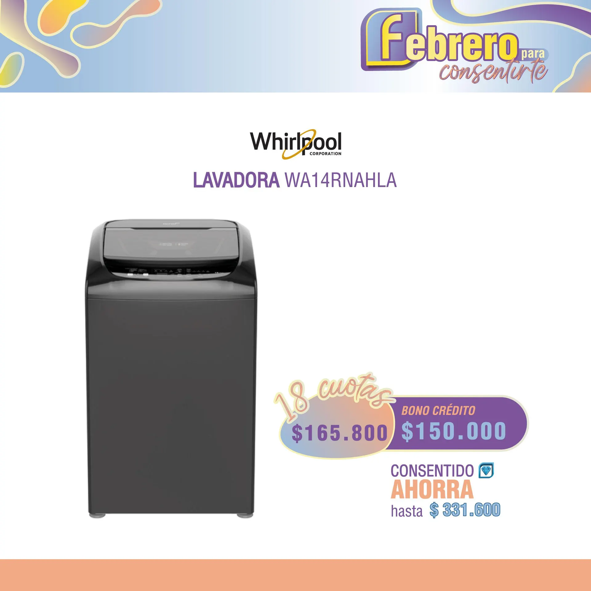 LAVADORA WHIRLPOOL WA14RNAHLA