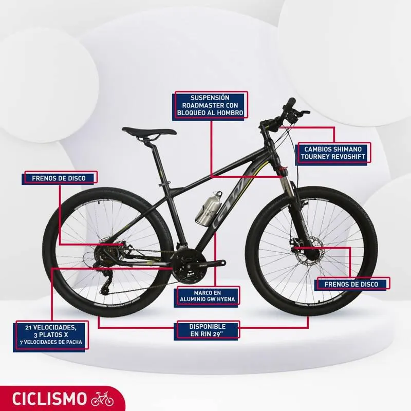 Bicicleta Gw Hyena Shimano S R29 21 Velocidades Negro