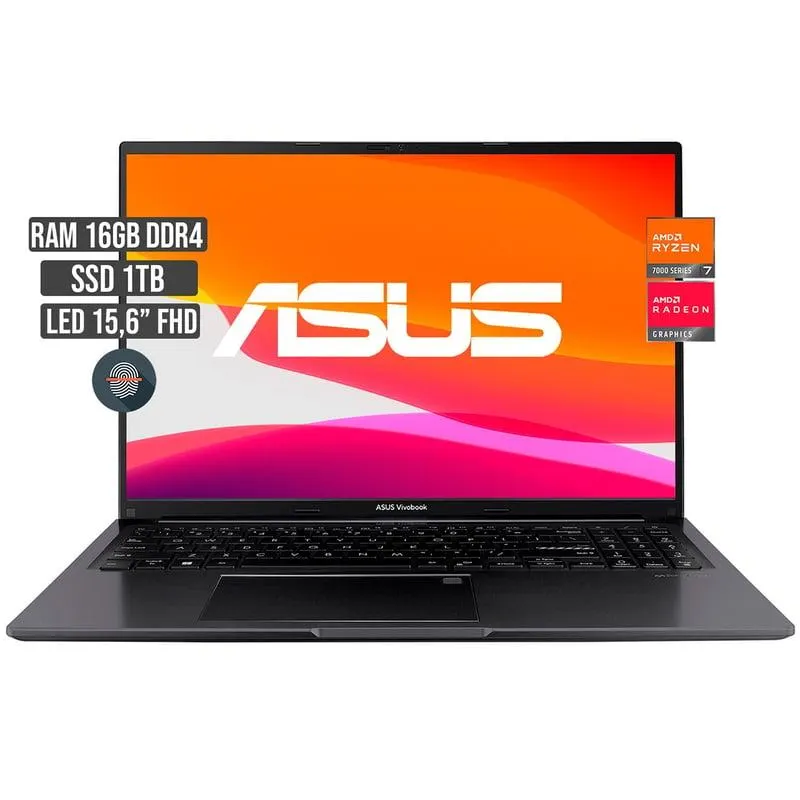 PORTATIL ASUS AMD RYZEN 7-7730U SSD 1TB RAM 16GB LED 15,6 FHD