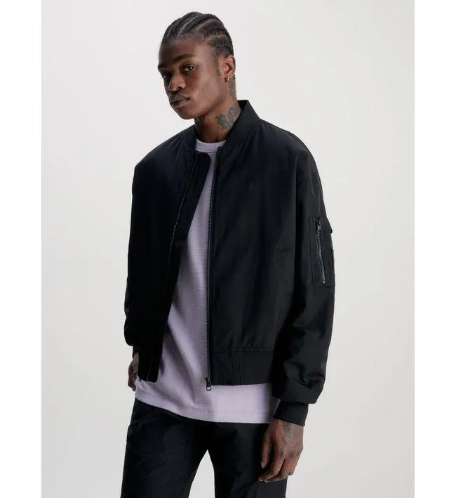 Chaqueta Negro Bomber Ligeramente Acolchada Y Holgada