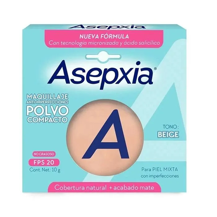 Asepxia Maquillaje Facial Polvo Compacto Antiacne Beige 10 G