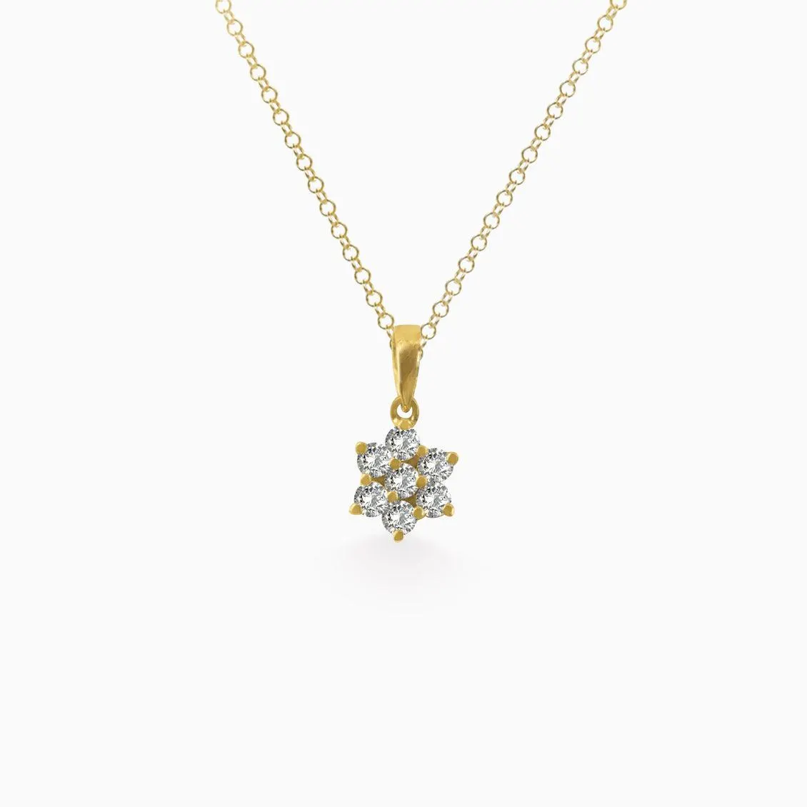 Dije roseta oro amarillo de 18K con brillantes