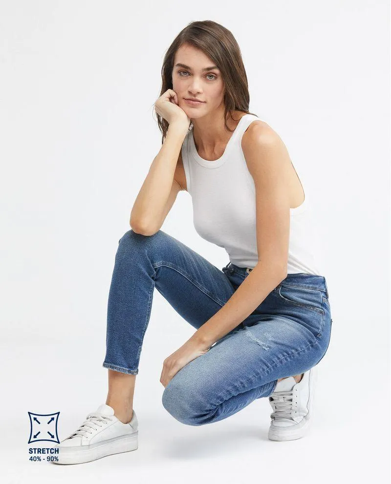 Jean de Mujer High Rise, Cosmo, Bota Skinny - Azul Medio