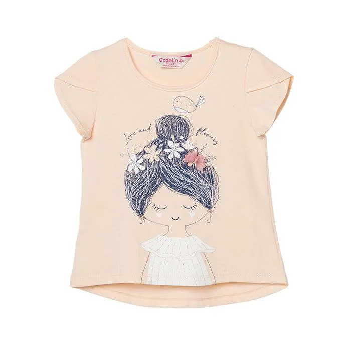 Camiseta manga corta Alejandra melón para bebé niña