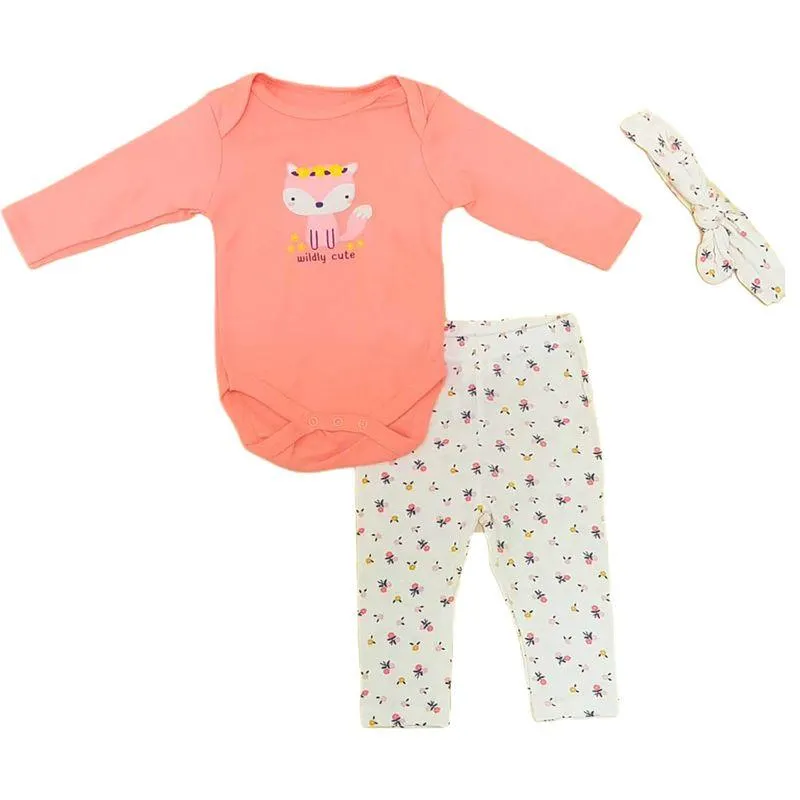 Conjunto Body Pantalón + Cinta Cabello Bebé Niña Talla 3-6M