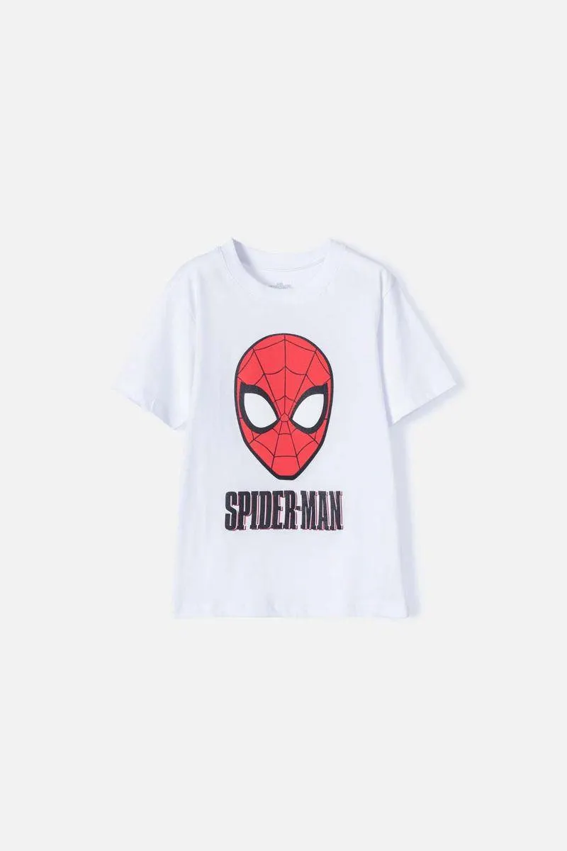 Camiseta de SpiderMan manga corta blanca para niño
