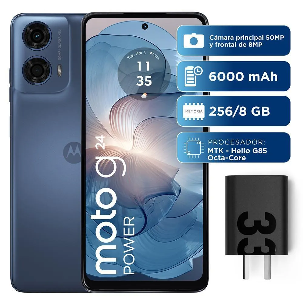 Celular MOTOROLA Moto G24 Power 256 GB 8 GB RAM Azul