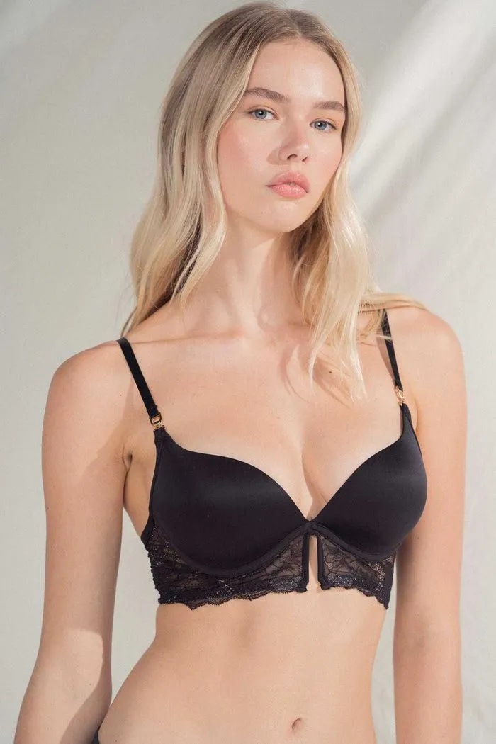 BRASIER ELLIPSE CON ARO Y COPA EN ENCAJE ULTRA COMODO ALMA BRILLANTE NEGRO