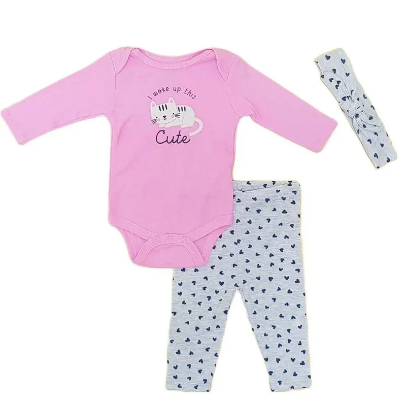 Conjunto Body Pantalón + Cinta Cabello Bebé Niña Talla 0-3M