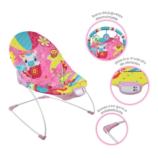 Silla Mecedora para Bebé Bouncer de Actividades Rosado Estampado - Priori