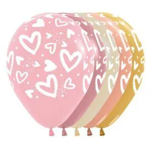 GLOBO CORAZONES BRILLANTES SURTIDO FASHION Y METAL SEMPERTEX