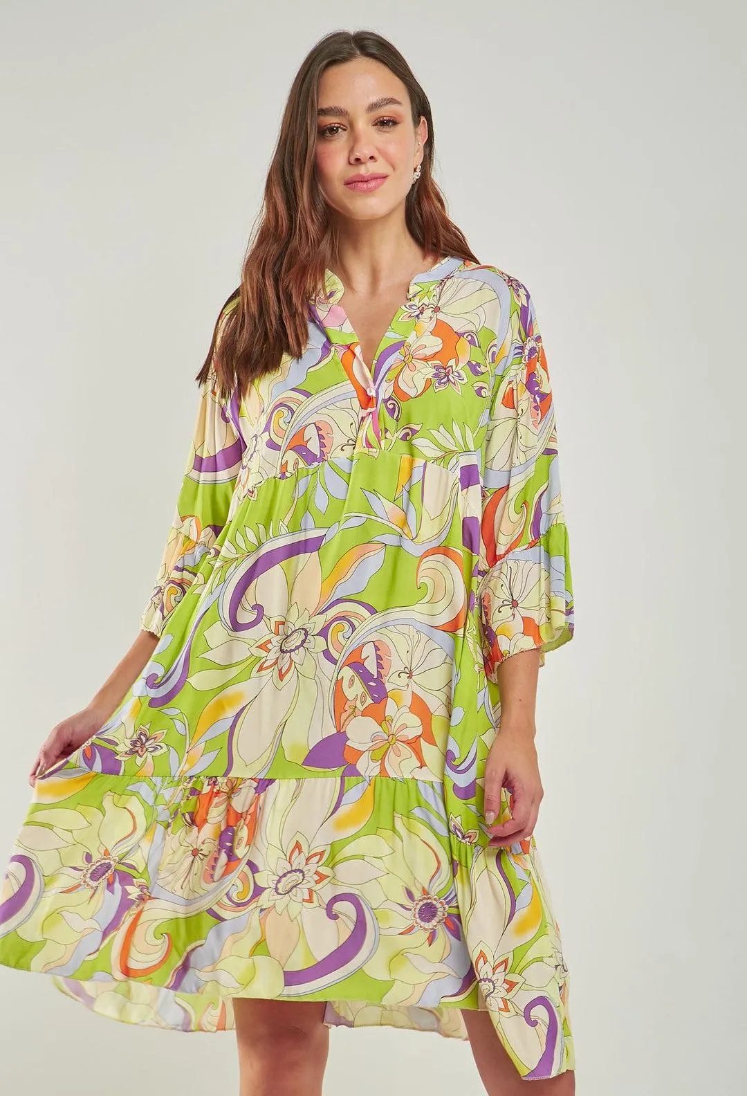 Vestido Corto Estampado Mujer - SALE