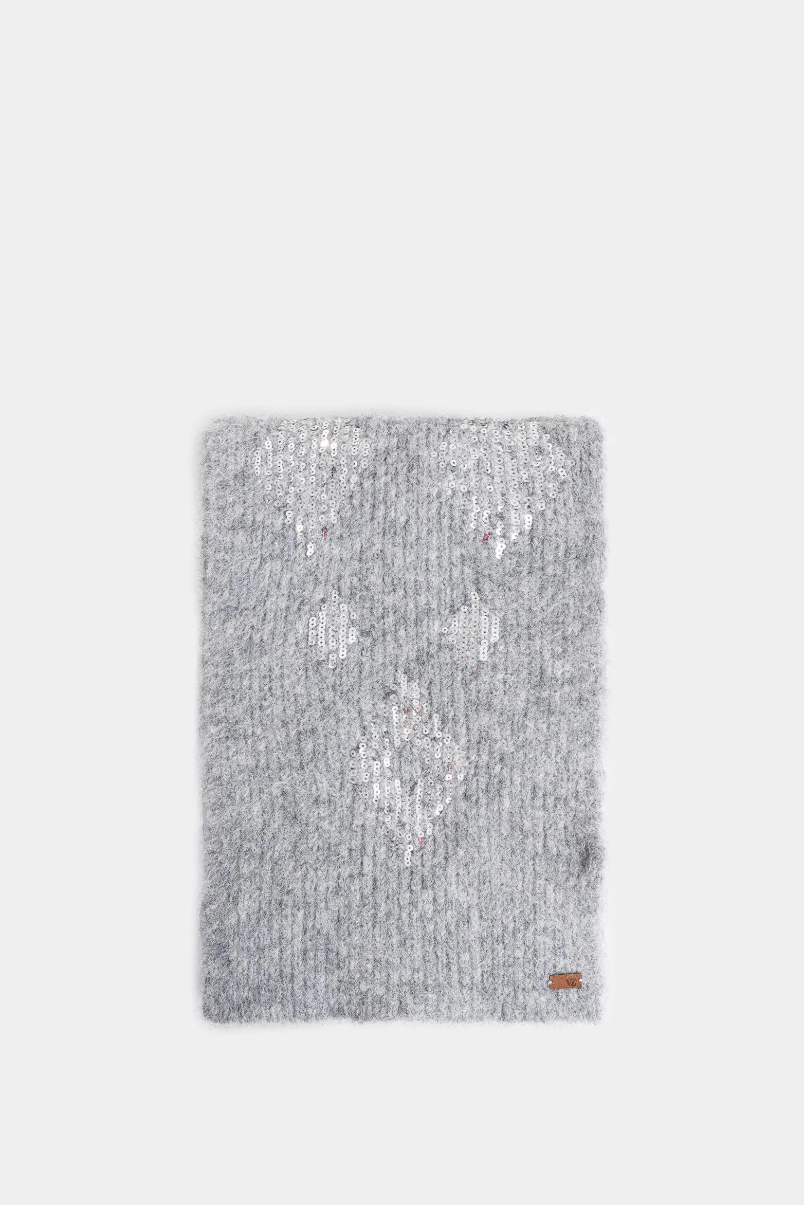 Bufanda tejida Platino para mujer detalle lentejuelas