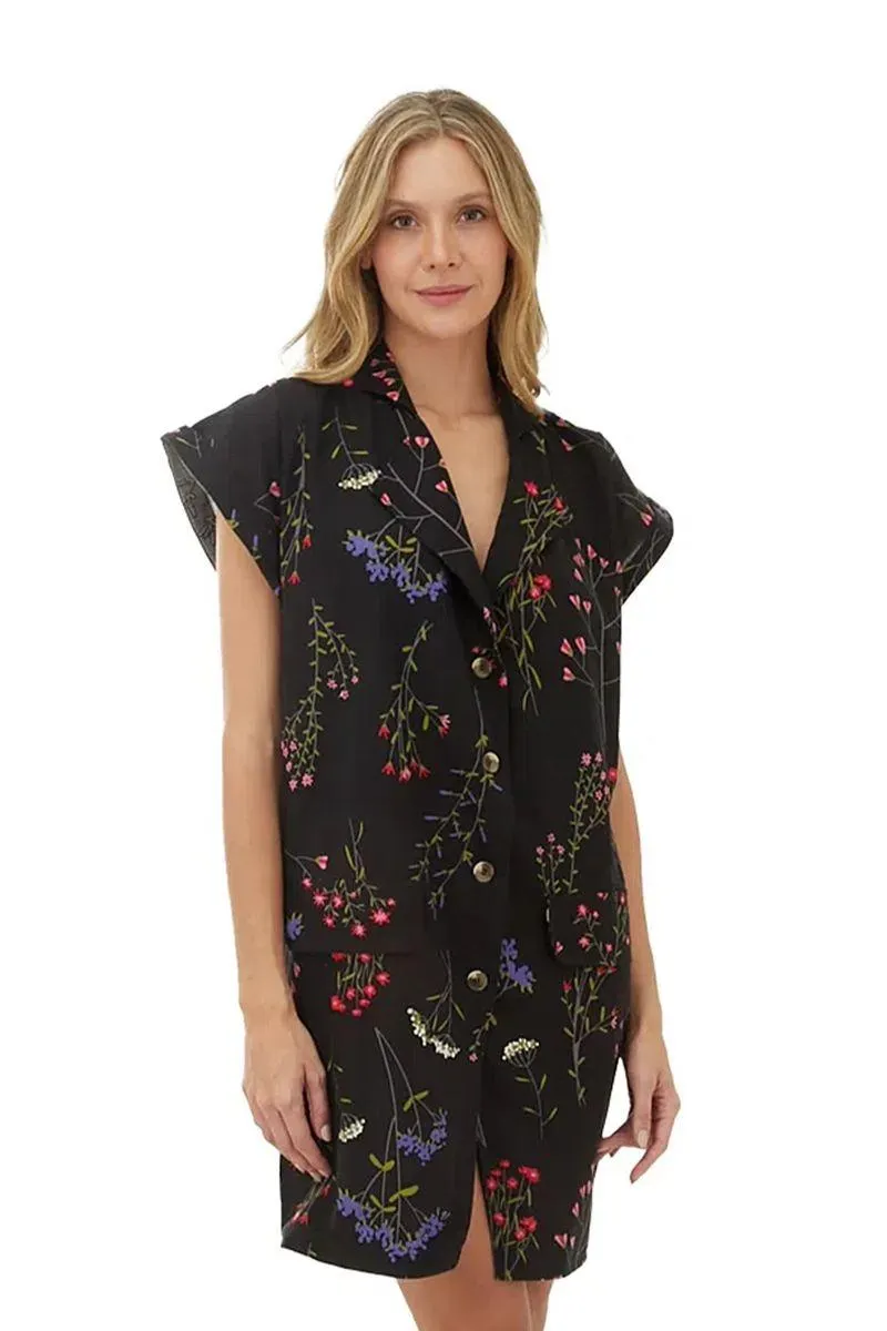 Vestido Corto Estampado Floral Negro para mujer Lotus