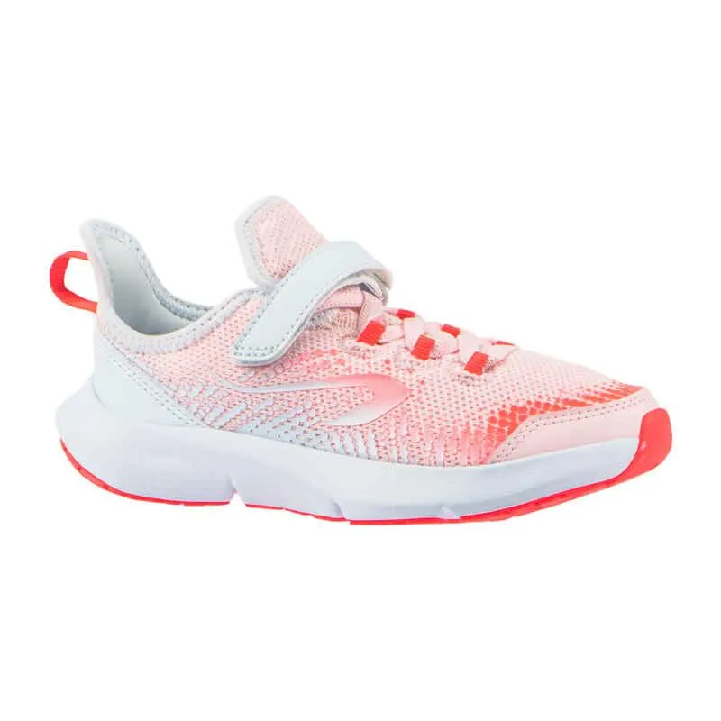 Tenis Running Niños Newfeel Flexible tira velcro gris rosado