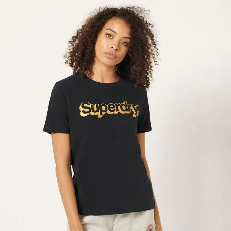 Camiseta Manga Corta Para Mujer Vintage Metallic Tee Superdry