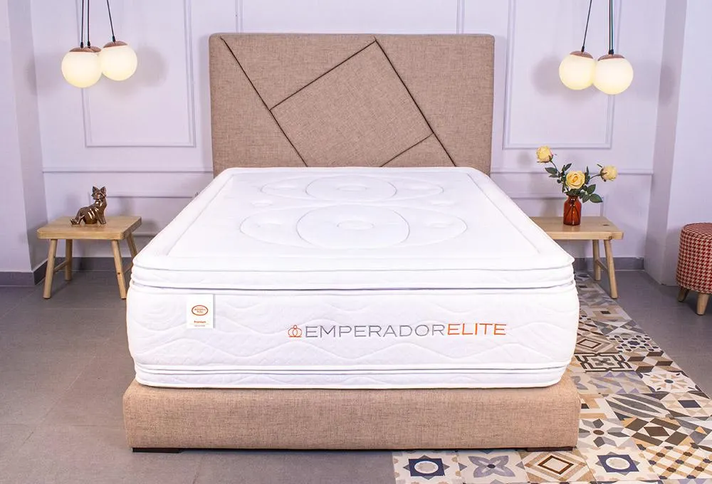 Combo Colchón Emperador Pantom + Cabecero + Base Cama Beige