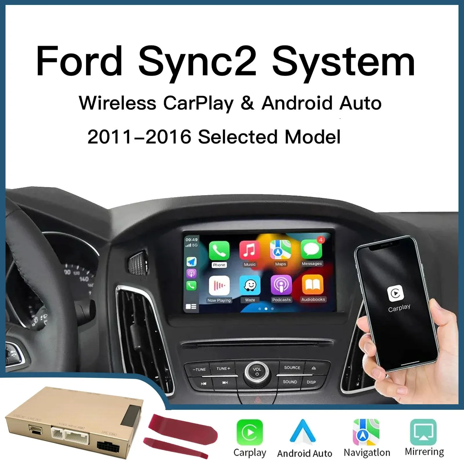 Wireless CarPlay Module for Ford Explorer Fusion Mondeo Sync2 With Android Auto Airplay Car Play Video Interface