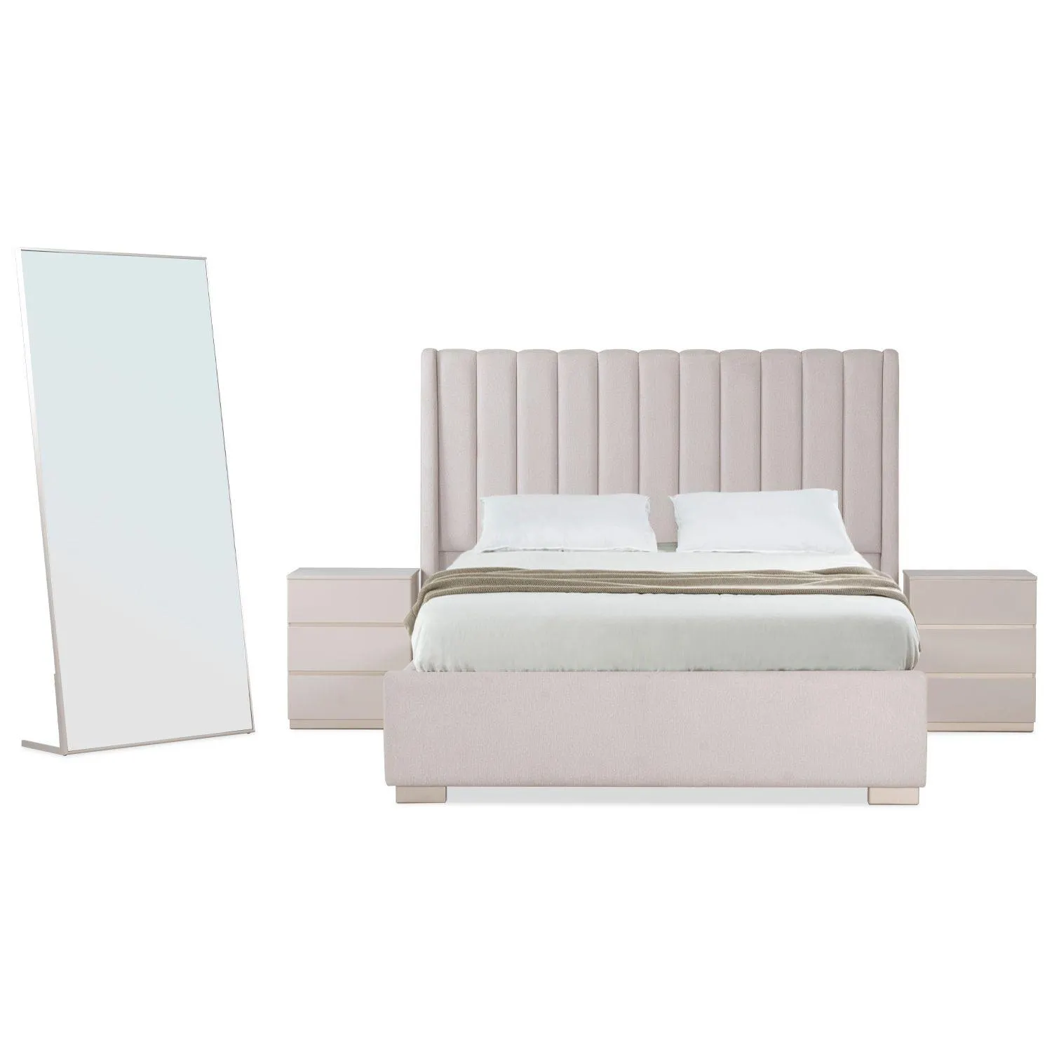 Cama King Harrison Microfibra Crudo, Champaña