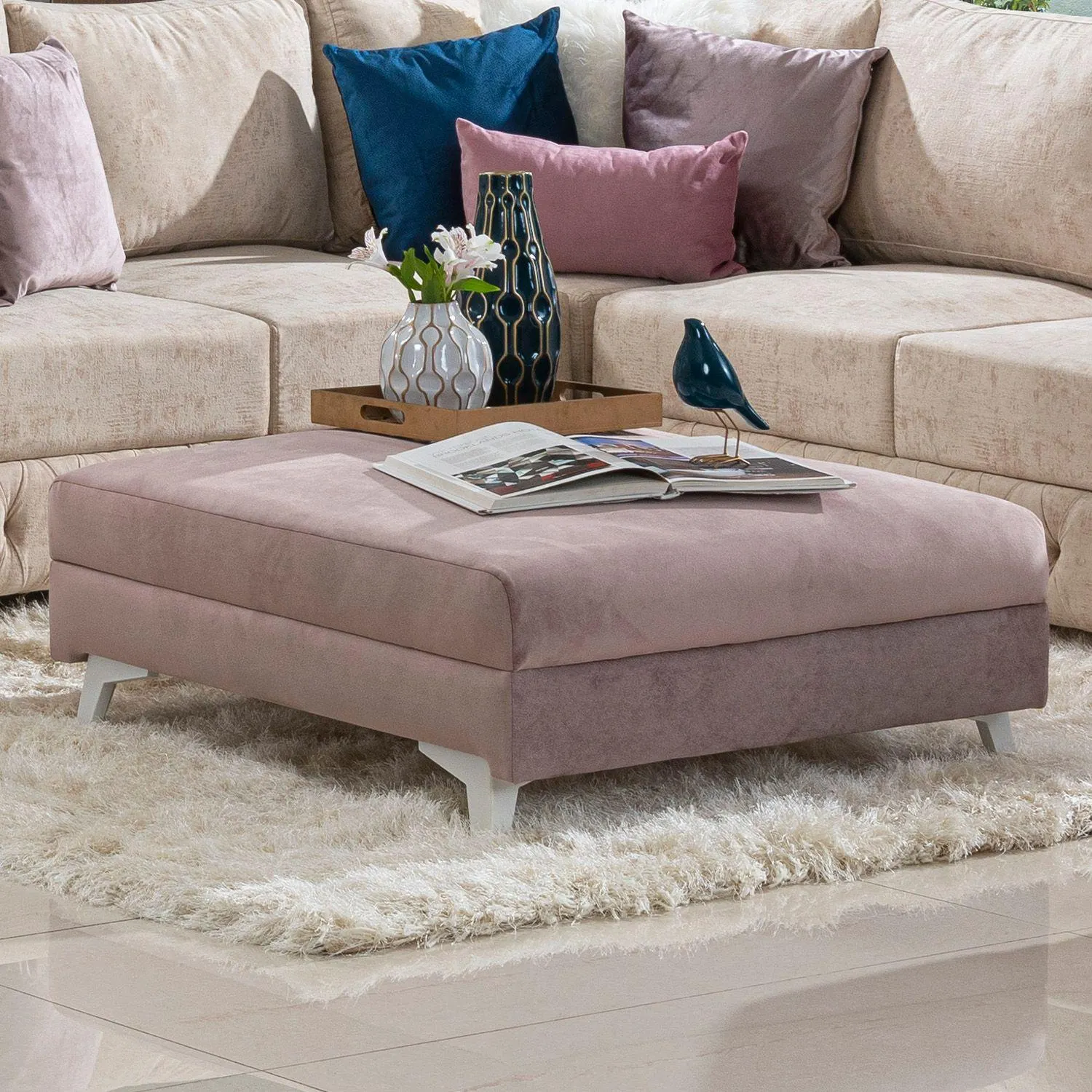 Puff Gino Chenille, rosa