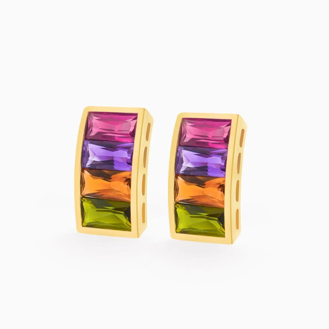Aretes en oro amarillo de 18K rainbow
