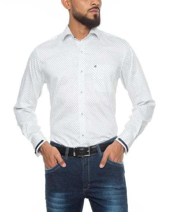 Camisa Casual Thorne Blanca Estampada
