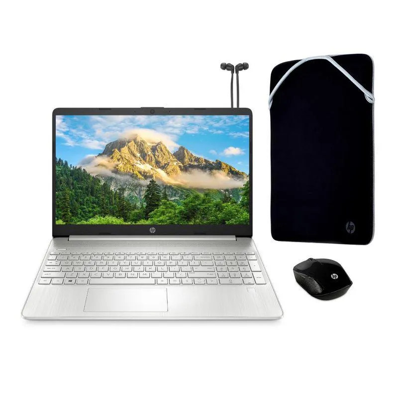 Computador Portátil HP 15-Ef2519 Ryzen5 8Gb 512Gb SSD Audífonos+Mouse+Funda 15.6 Plateado Natural