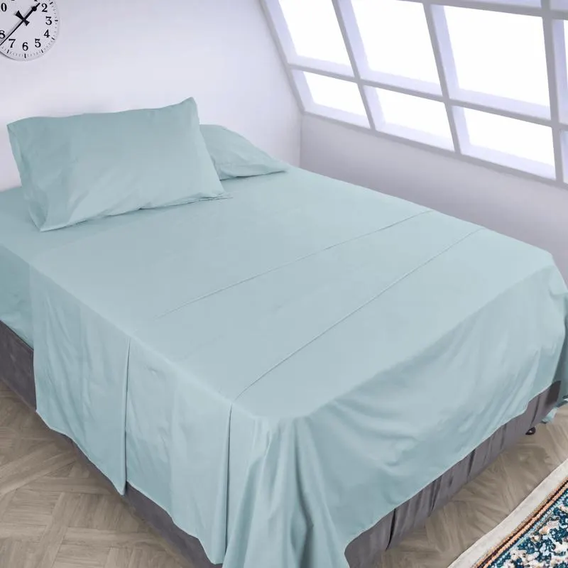 Juego de sábanas algodón 180 hilos unicolor azul